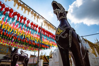 Phra That Hariphunchai temple in Lamphun Lantern Festival, Lamphun province.
