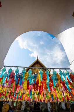 Lanna style door frame of Phra That Hariphunchai temple, Lamphun province.