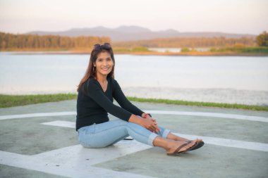 Asia woman on the helipad, Thailand.