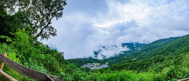 Panorama View of Mong Hill Tribe Village with Mountain View at Doi Suthep Pui National Park, Chiang Mai Province.