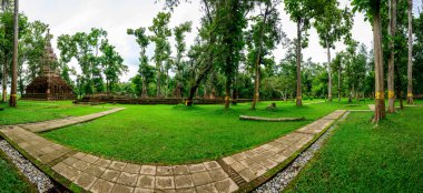 Panorama View of Ancient Pagoda at Wat Pa Sak, Chiang Rai Province.