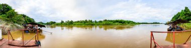 CHIANG RAI, THAILAND - July 18, 2020 : Panorama View of Mekong River in Chiang Saen District, Chiang Rai Province.