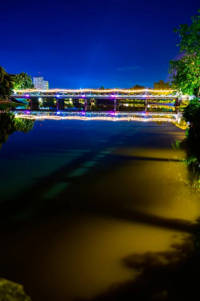 Nawarat Bridge Ping River Night Chiang Mai Province Thailand — Foto Stock