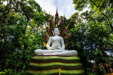 Analyo Thipayaram tapınağındaki güzel beyaz Buda heykeli, Tayland.