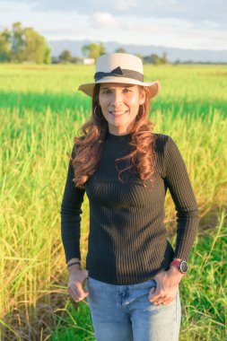 Thai Female with Rice Field Background, Phayao Province.