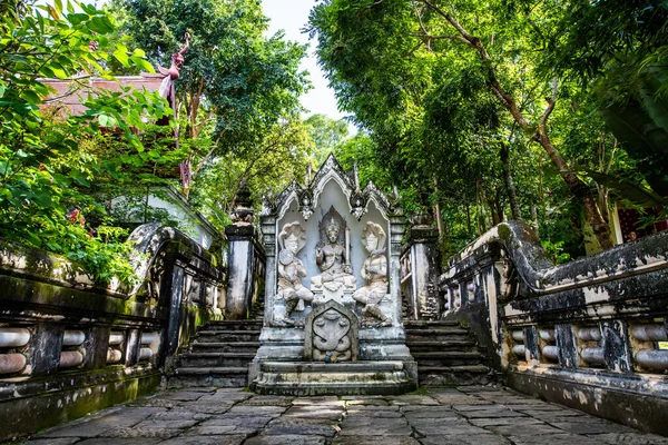 stock image Thai style Angel statue in Analyo Thipayaram temple, Thailand.