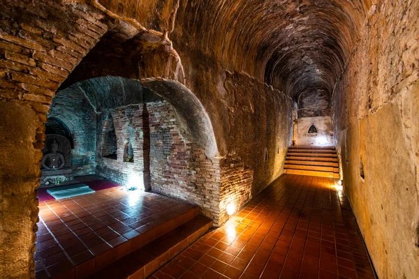 stock image The ancient tunnel of Umong temple, Thailand.