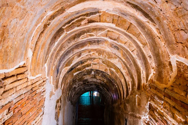 stock image The ancient tunnel of Umong temple, Thailand.