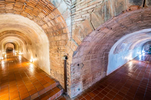 stock image The ancient tunnel of Umong temple, Thailand.