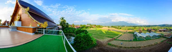 Nan Thailand November 2020 Panorama View Beautiful Building Rice Fied — Photo