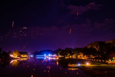 Mae Ping river in Yee Peng or Loy Krathong festival, Thailand.