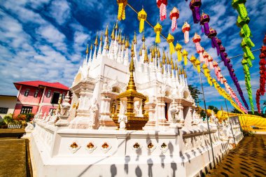 The Pong Sunan temple with clouds in Phrae province, Thailand.