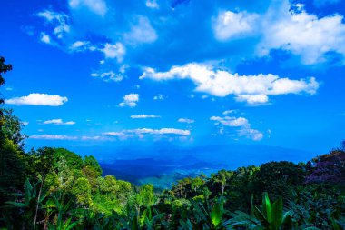 The mountains view with clouds in Huai Nam Dang national park, Thailand.