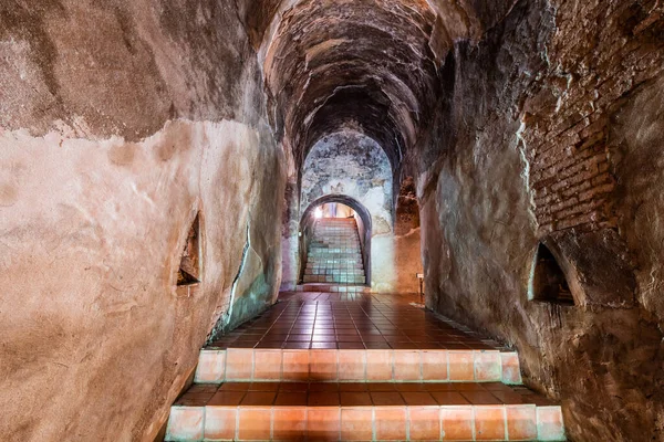 stock image The ancient tunnel of Umong temple, Thailand.