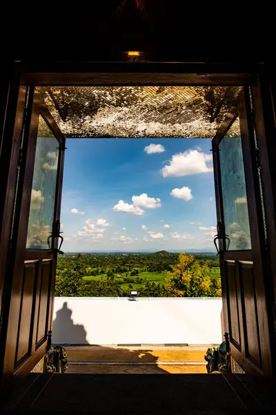 Reisfeld Fensterrahmen Thailand — Stockfoto