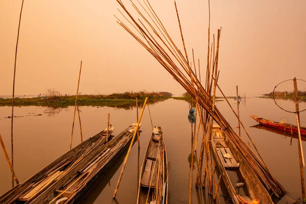 stock image Fishing boat in Kwan Phayao lake, Thailand.