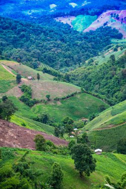 Tayland 'ın Nan eyaletinin dağ manzarası.