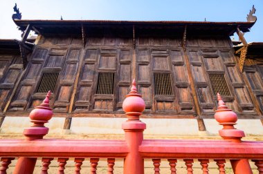 Ancient Wooden Church in Wat Phan Tao, Chiang Mai Province.