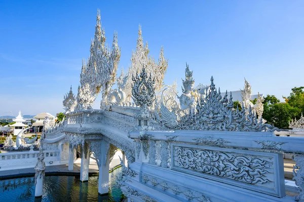 Красивый Белый Мост Храме Ронг Кхун Провинция Чианграй — стоковое фото