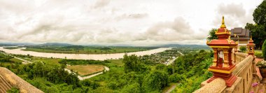 Panorama View of Mekong River at Wat Phrathat Pha Ngao View Point, Chiang Rai Province.