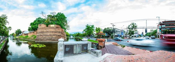 Chiang Mai Thailand April 2020 Panorama Chaeng Phum Ancient Wall — Zdjęcie stockowe