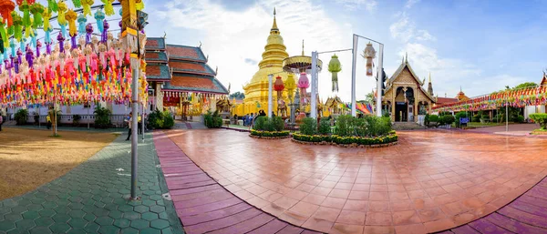 Lamphun Thailand Жовтня 2020 Panorama View Phra Hariphunchai Pagoda Beautiful — стокове фото