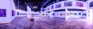 NAN, THAILAND - November 5, 2020 : Panorama View of Nan Riverside Art Gallery in Tha Wang Pha District, Thailand.