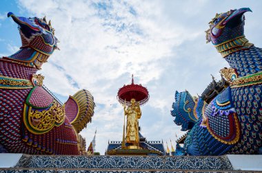CHIANG MAI, THAILAND - April 24, 2020 : Khru Ba Thueng statue at Ban Den temple, Chiang Mai province.