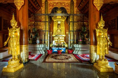 Pra Chao Tan Jai statue in Lanna style building, Chiang Mai province.