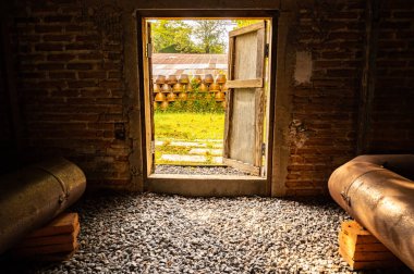 Inside of tobacco curing building, Chiang Mai province.