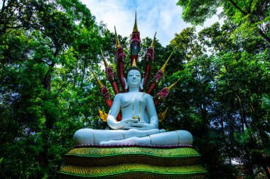 Analyo Thipayaram tapınağındaki güzel beyaz Buda heykeli, Tayland.