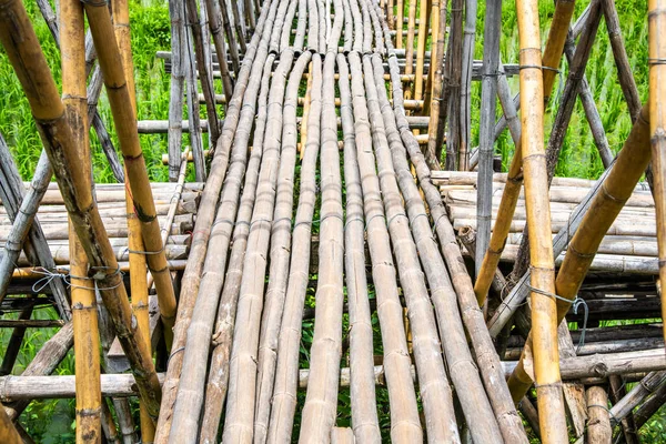 Tayland Pirinç Tarlası Olan Küçük Bir Köprü — Stok fotoğraf