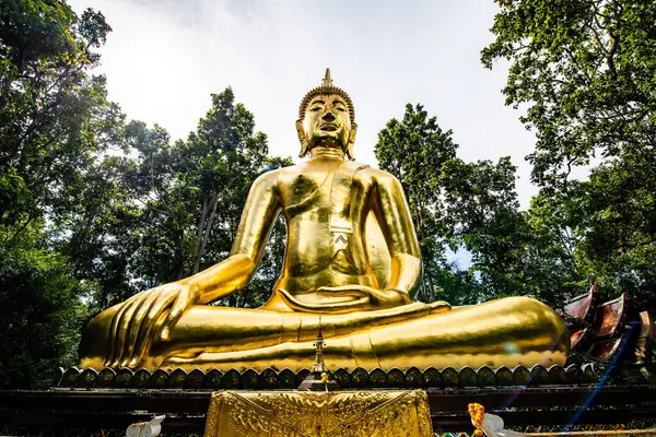 stock image Beautiful golden Buddha statue in Analyo Thipayaram temple, Thailand.