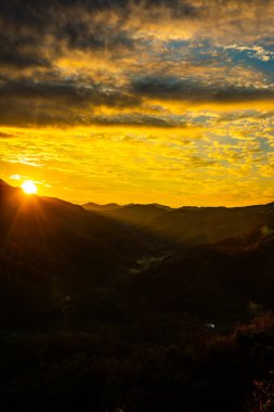 Mountain view  with mist at Wat Phrathat Doi Leng view point, Thailand.
