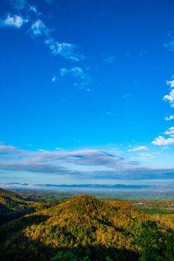Mountain view with native village in Phrae province, Thailand.