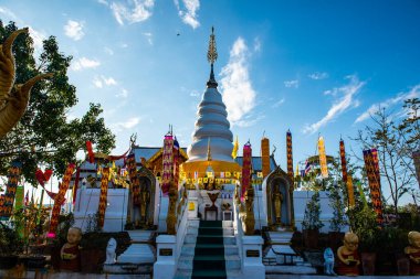 White pagoda in Phrathat Doi Leng temple, Thailand.