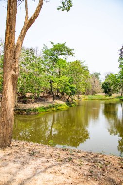 Si Satchanalai tarihi parkında eski bir gölet, Tayland.