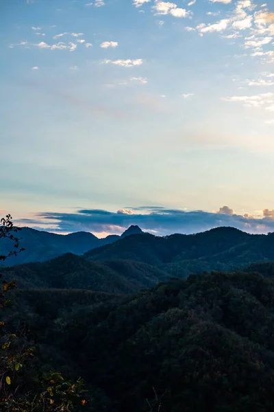 Mountain View Mist Wat Phrathat Doi Leng View Point Thailand — 스톡 사진
