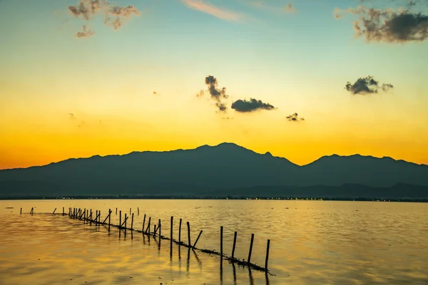 Kwan Phayao Lake Sunset Time Thailand — 图库照片