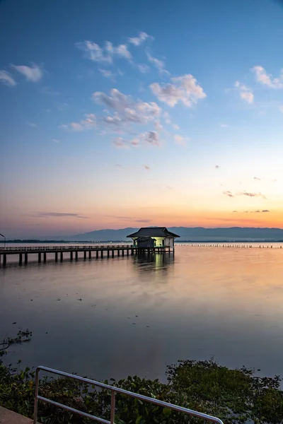 Lago Kwan Phayao Hora Puesta Del Sol Tailandia — Foto de Stock