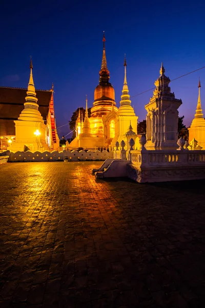 stock image Suan Dok temple in the night, Thailand.