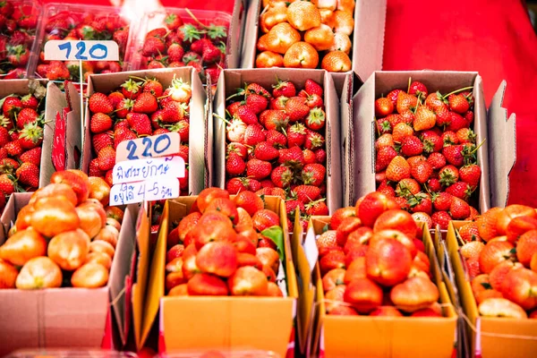 Strawberries Paper Box Thailand — Stock Photo, Image