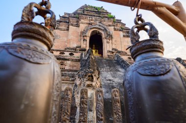 Ancient Pagoda of Wat Chedi Luang at Evening, Chiangmai Province.