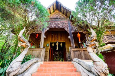 CHIANG MAI, THAILAND - March 21, 2021 : Ancient Wooden Building of Wat Luang Khun Win in Chiangmai Province, Thailand.