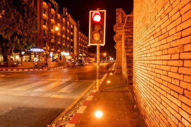 CHIANG MAI, THAILAND - March 19, 2022 : Tha Phae Gate at night, Chiang Mai province.