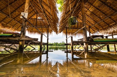 Hut for living beside Huay Tueng Thao Lake, Chiang Mai Province.