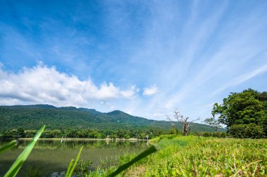 Morning view of Huay Tueng Thao Lake, Chiang Mai Province.