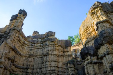 Pha Chor, the rocky cliffs are shaped like huge walls and pillars in Mae Wang National Park, Chiang Mai Province.