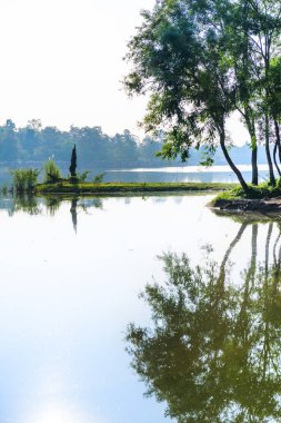 Huay Tueng Thao Lake in the early morning, the lake offers beautiful scenery and fresh air, Chiang Mai Province.