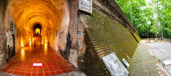 Stock image CHIANG MAI, THAILAND - April 8, 2022 : Panorama of Ancient Tunnel at Wat Umong, Chiang Mai Province.